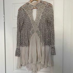 Sheer long sleeve floral lace top